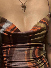 Cryptographic Elegant Sexy Backless Bandage Print Ruched Mini Dress for Women Club Party Sleeveless Straps Dresses Clothes New