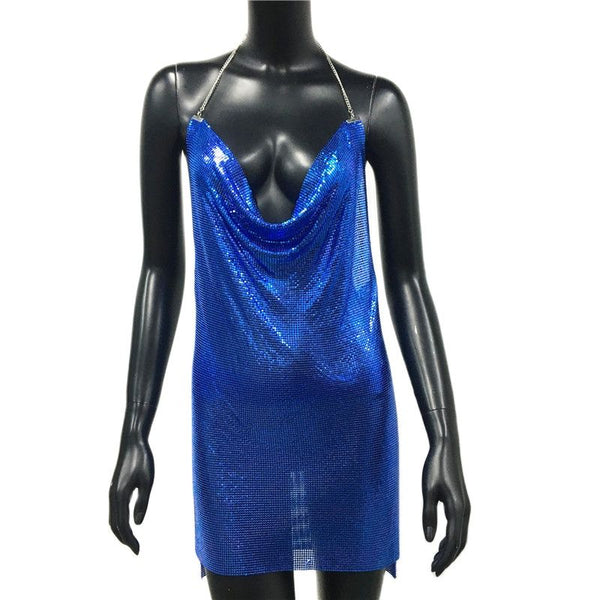 Vesper Metallic Sequin Mesh Mini Dress