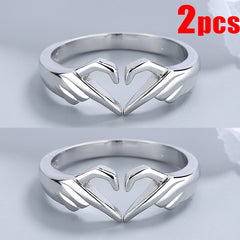 Amelia's Love Connection: Romantic Heart Double Gesture Rings