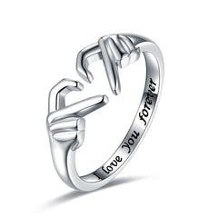 Gothic Hug Muscle Hands Rings Adjustable Open Cuff Ring Couple Rings