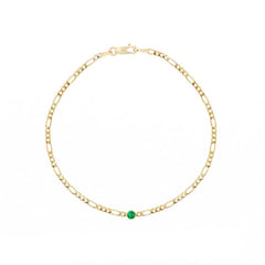 Gold Figaro Chain with Colored Crystal Stone Bracelets