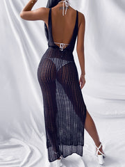 Samantha's Crochet Tunic Beach Dress with Slit Cover-up