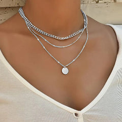 Round Charm Layered Necklace