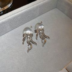 Floating Jellyfish Matte Crystal Earrings