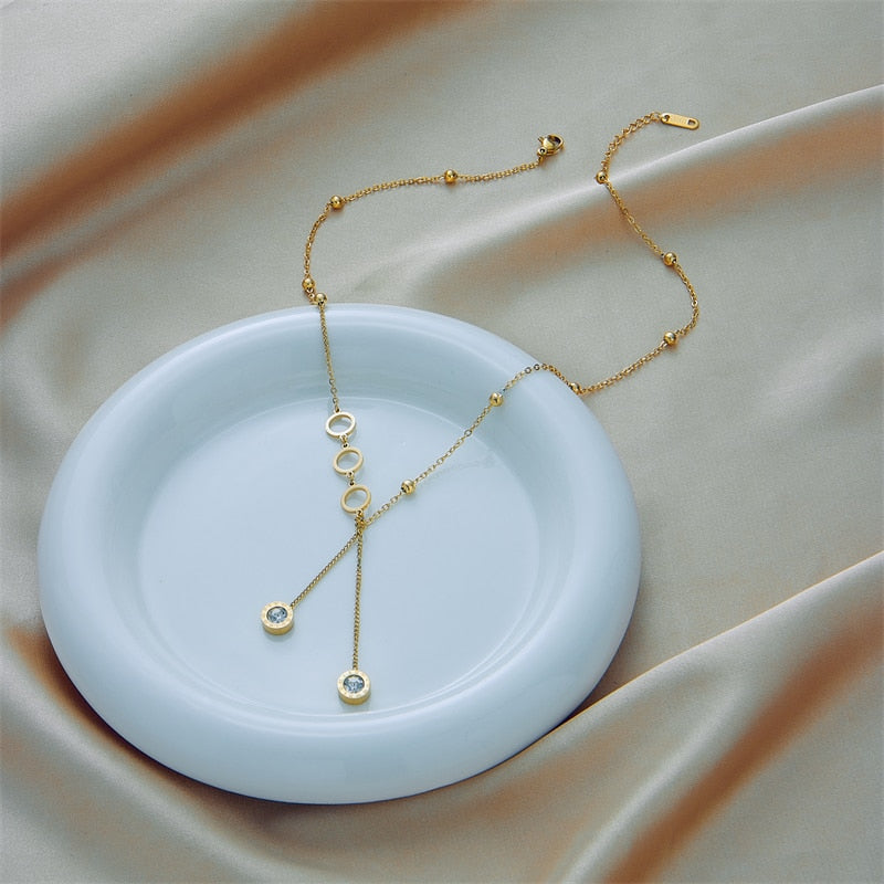 Long Stainless Steel Roman Necklace