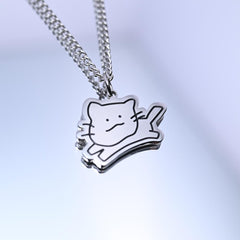 2023 Hip Hop Titanium Steel Killer Cat Necklace For Women Men Cute Punk Retro Doodle Black Cat Pendant Chain New Jewelry Gift