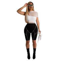 Summer Tracksuit Women Two Piece Set Short and Top Set Women Active Wear Sports Suit Fitness Biker Shorts 2 Piece Set Sweatsuit