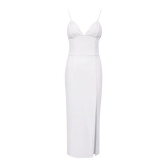 V-Neck Spaghetti Strap Bodycon Sexy Split Backless Long Dress