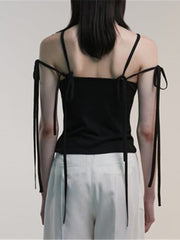 Cryptographic Tie It Up Summer Sexy Cami Crop Top for Women Sleeveless Backless Bandage Cut Out Hot Vest Top Basic Streetwear