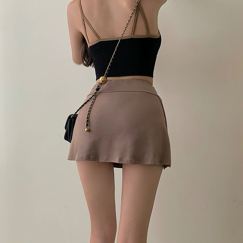 Serena High-Waist Split Tennis Mini Skirt One-piece