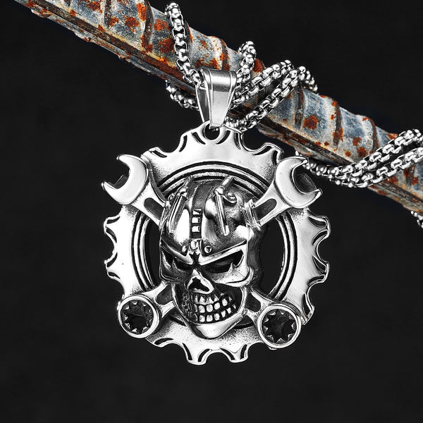 Axelle Gear Skull Stainless Steel Necklace