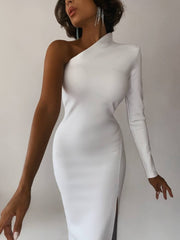 Long Elegant Dress One Shoulder Maxi Dress Bodycon