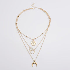 Simple Crystal Geometric Gold Color Pendant Necklace Set for Women Charms Fashion Square Rhinestone Female Vintage Jewelry 2022