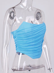 Cryptographic Sleeveless Fashion Strapless Bustier Corset Crop Tops Female Mesh Backless White Women Tops Zipper Summer 2022