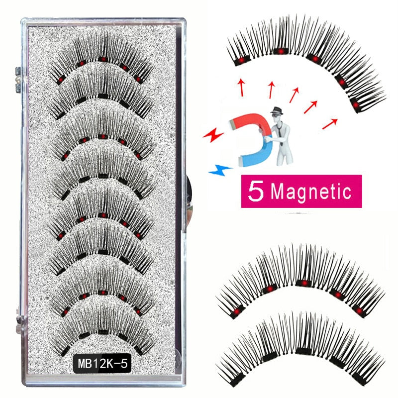8PCS 5 Magnetic eyelashes with 4 pairs magnets magnetic lashes natural Mink eye lashes with tweezers