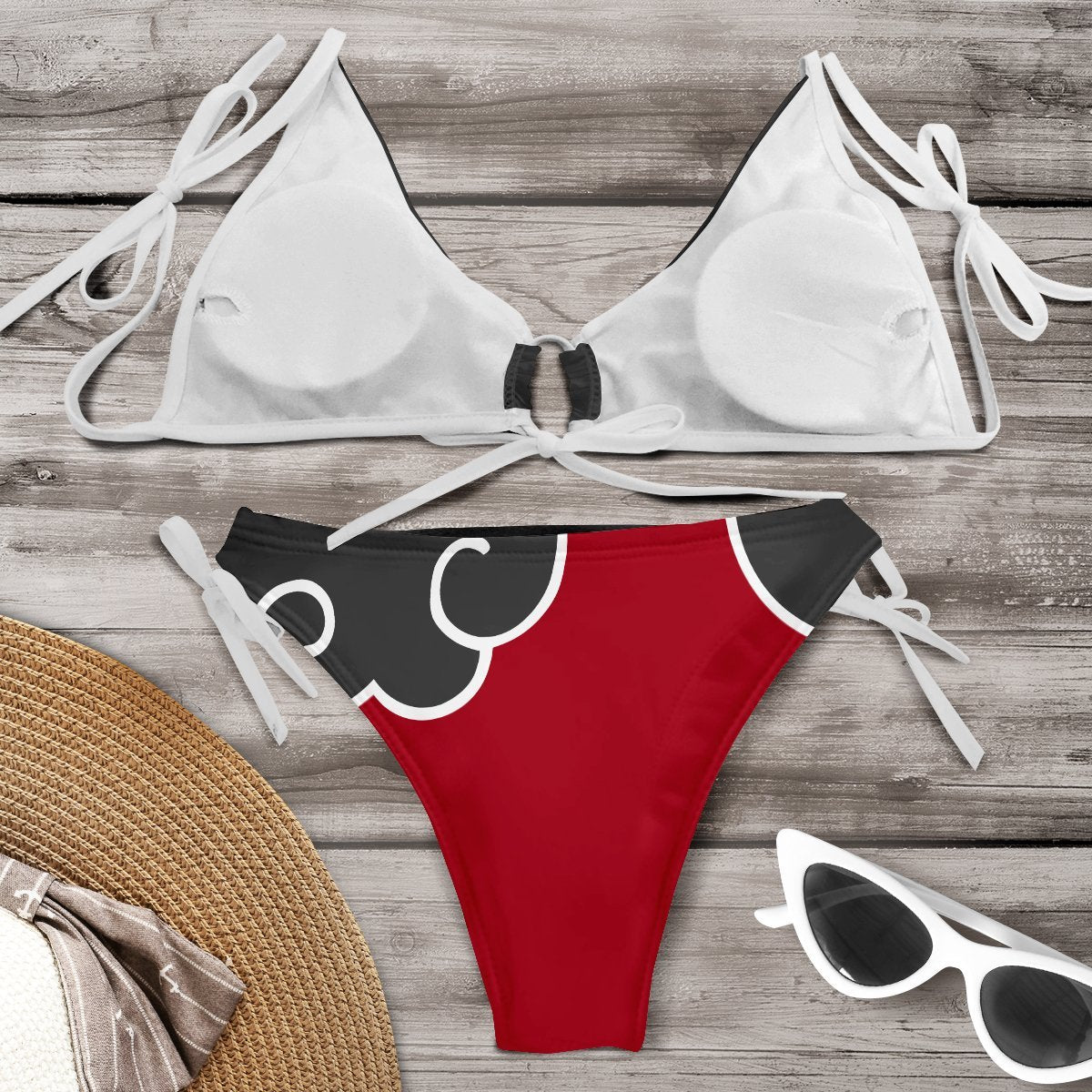 New Anime Konoha Hokage Kakashi Deidara Cosplay Costumes Swimsuit Akatsuki Red Cloud Symbol Panties Underwear Suspenders Bikini