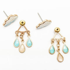 Cute Cloud Blue Rain Drop Dangle Earrings