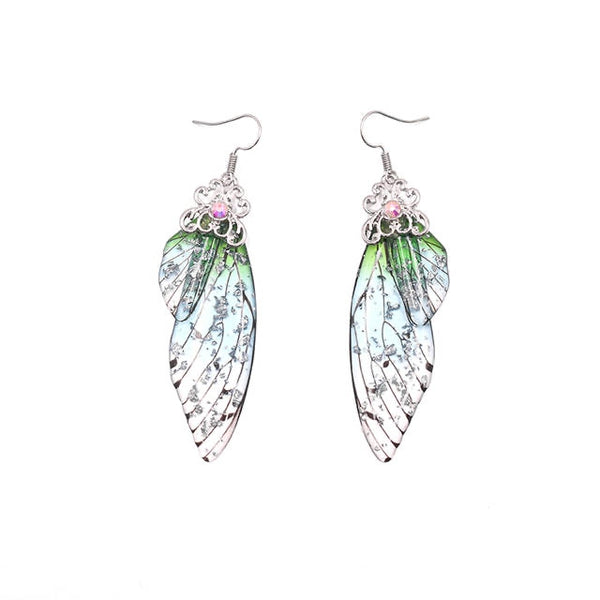 Elowen Butterfly Wing Rhinestone Drop Earrings