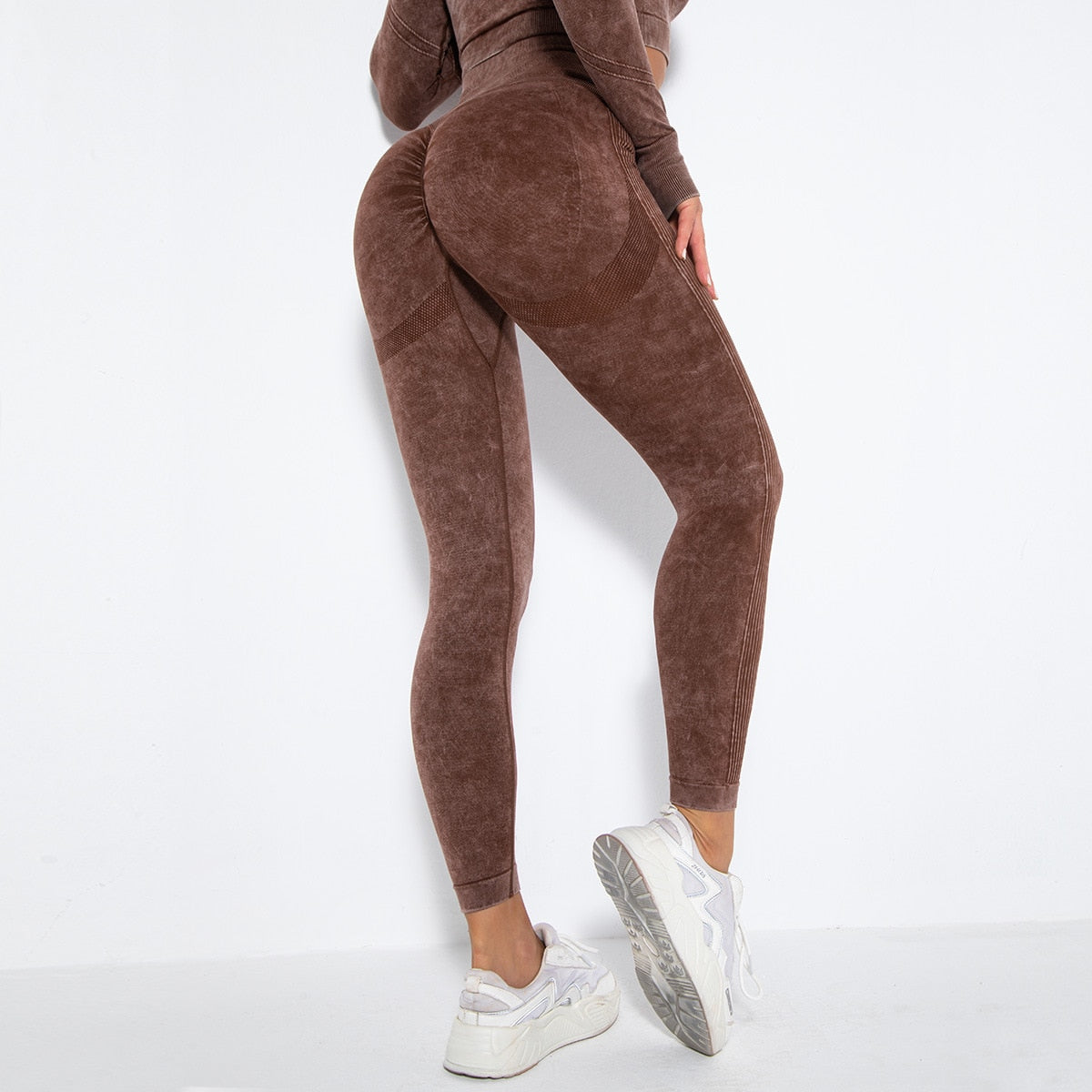Women Seamless High Waist Yoga Set Long Sleeve Crop Top High Waist Leggings
