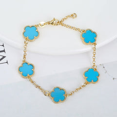 2023 Hot Selling New Design Simple Natural White Shell Five-leaf Petal Flower Bracelet Women&#39;s High Quality Jewelry Gift