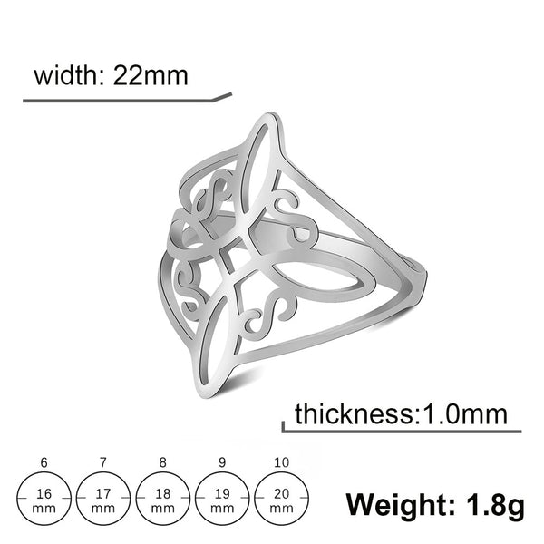 Witch Knot Stainless Steel Ring Wiccan Cross Celtics Knot Women Rings Witchcraft Good Luck Protection Amulet New Year 2023 Gifts