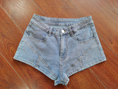 Jeans 2 Piece Set Stretchy Denim Suits Single Breasted Turn Down Collar Long Sleeve Short Jacket And Shorts