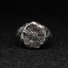 Viking Rune Symbol Rings for Women Men Vintage Compass Stone Meditation Ring Trendy Jewelry Gifts Open Ring Adjustable