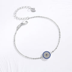 Lucky 925 Sterling Silver Bracelets  Blue CZ Evil Eye