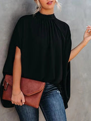 Casual Loose Women Blouse  Batwing Sleeve Print O-neck