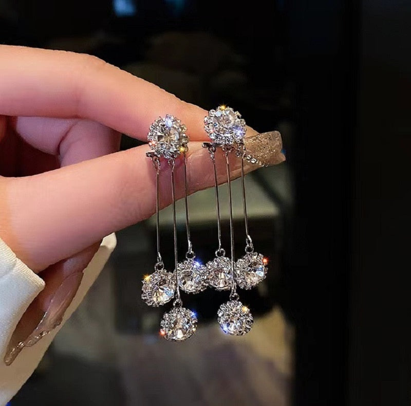 Lucienne Silver Rhinestone Drop Earring Collection