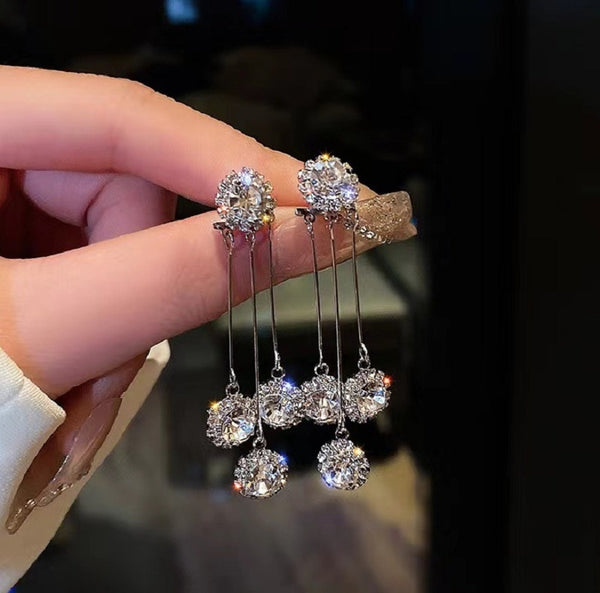 Lucienne Silver Rhinestone Drop Earring Collection