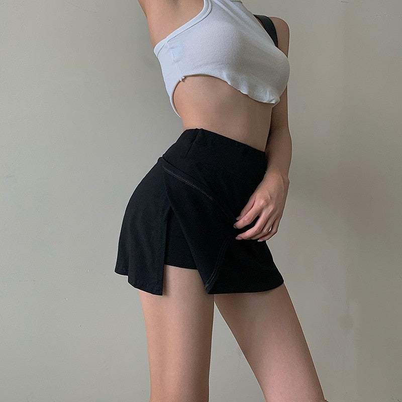 Serena High-Waist Split Tennis Mini Skirt One-piece