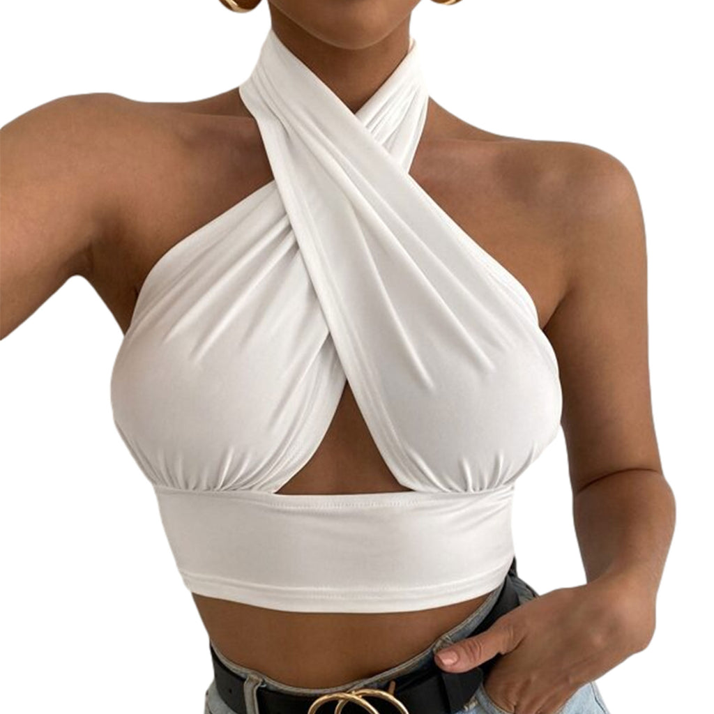 Zinnia Cross-Halter Cutout Crop Top One-piece
