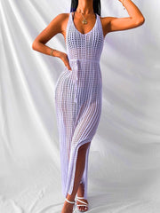 Samantha's Crochet Tunic Beach Dress with Slit Cover-up