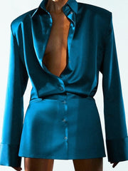 Silky baby Mini Shirt Dress Real Silk Short Dresses