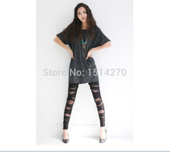 New Spring Summer Legging Sexy See Through Stripe Cross Tie Up Nine Point Bodycon Women Leggings Black Slim Bandages Leggings