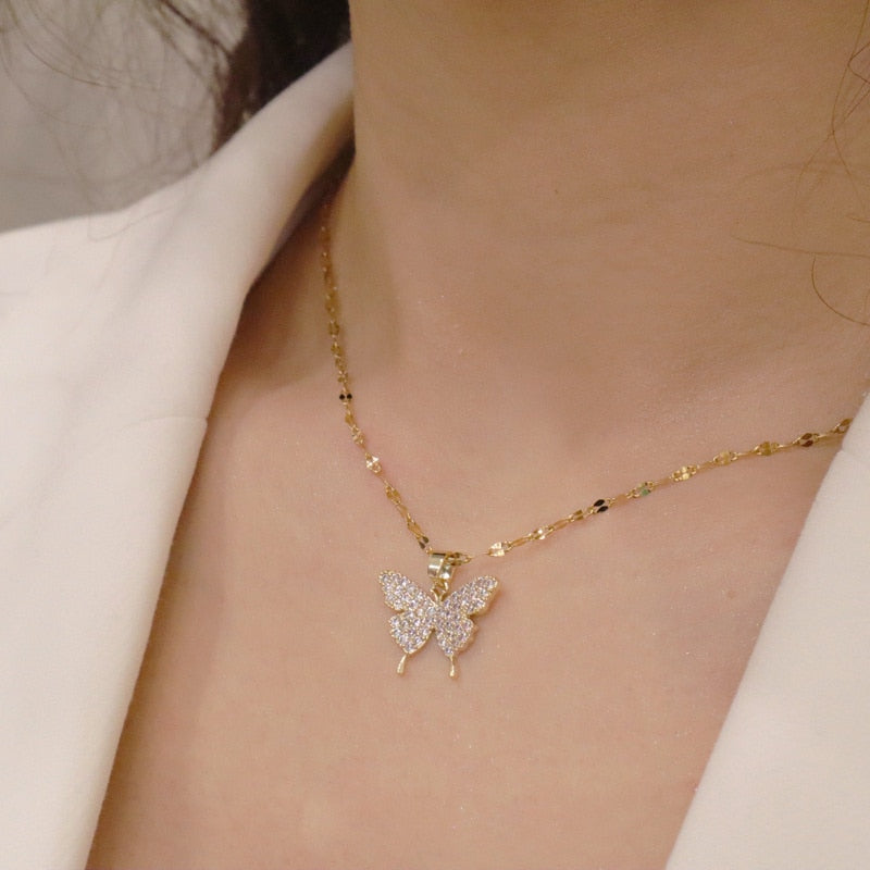 Shiny Butterfly Necklace