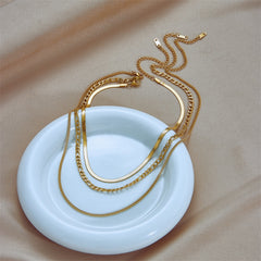 Gold Color 3 Chains Necklace