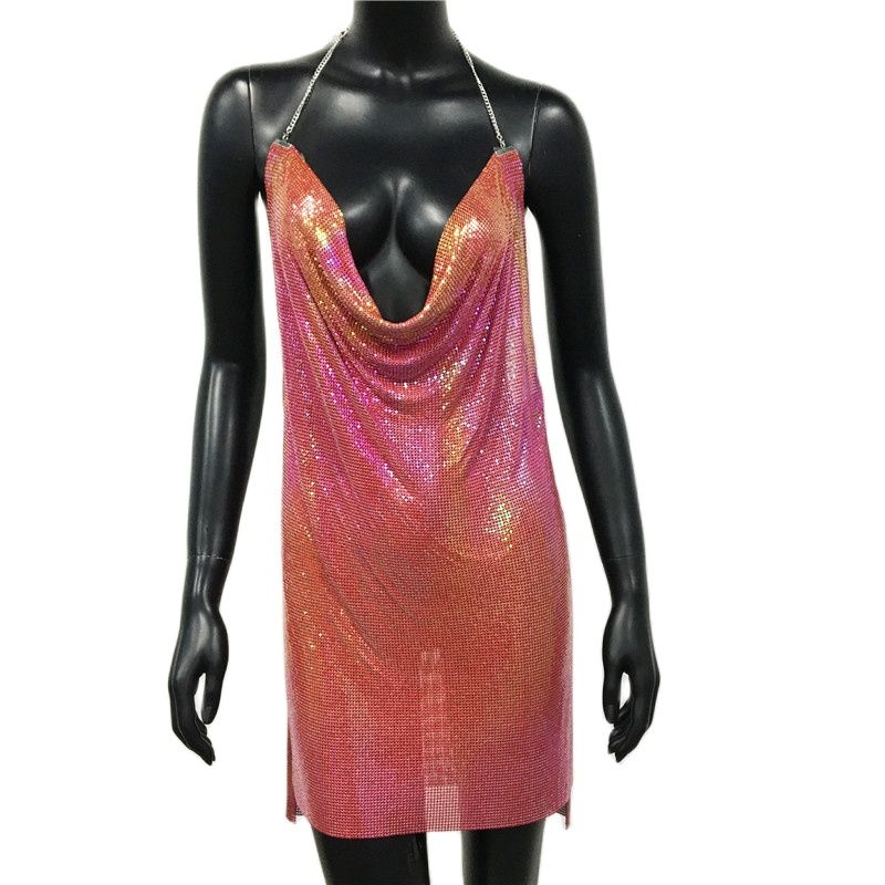 Vesper Metallic Sequin Mesh Mini Dress