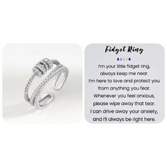 Enamel Beads Anxiety Ring With Card Colorful Adjustable Electrosilvering Fidget Ring Worry Stress Relief Stacking Finger Rings