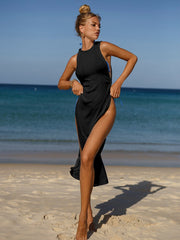 Elegant One-Shoulder White Cover-Up Dress for Women's Swimwear