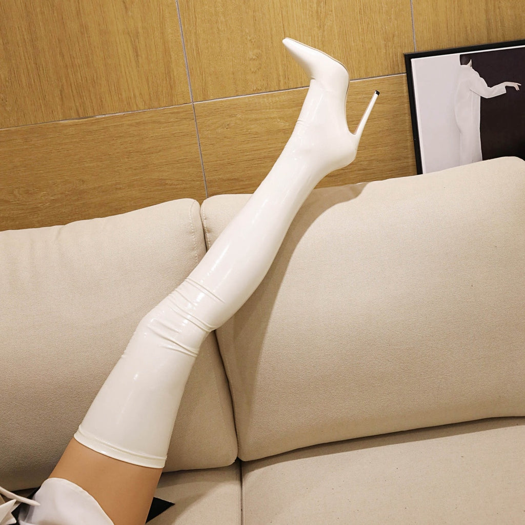 Sable Pointed-Toe Stiletto Thigh-High Boots