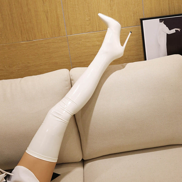 Sable Pointed-Toe Stiletto Thigh-High Boots