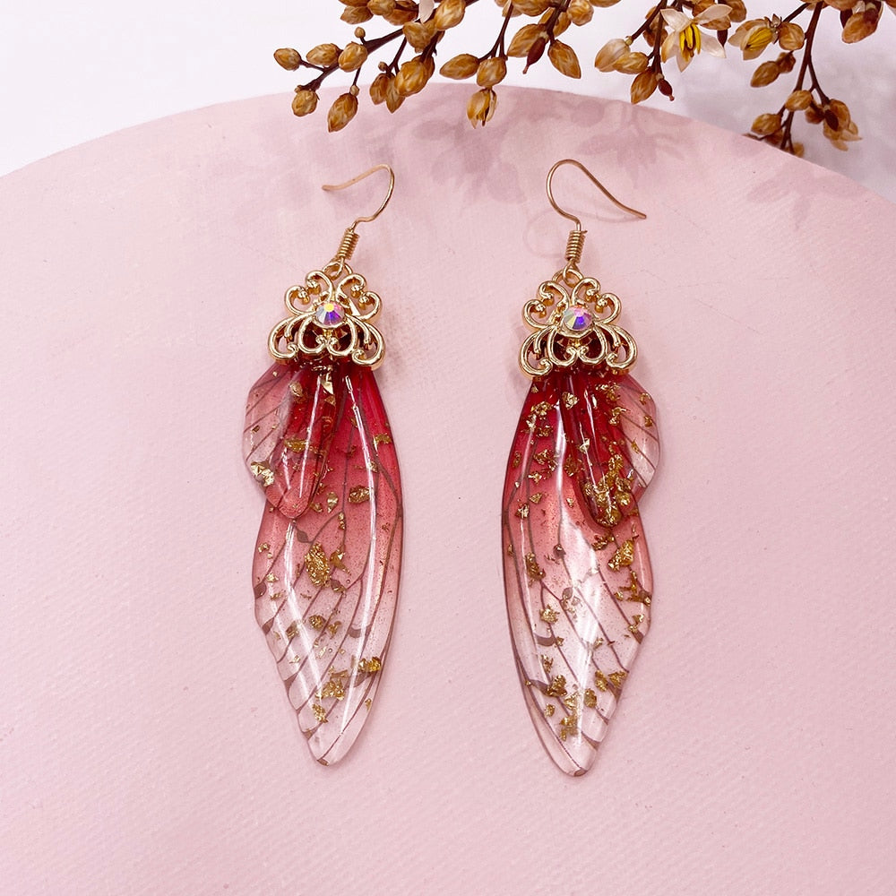 Elowen Butterfly Wing Rhinestone Drop Earrings