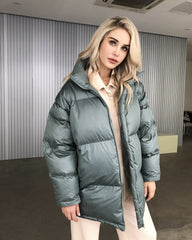New design Women 2022 Winter Parka Stylish down Jacket Coat Green Grey White Outerwear