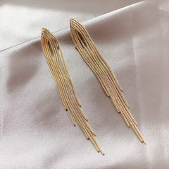 2023 Fashion Crystal Earrings Tassel Temperament Water Drop Earrings for Women Elegant Bridal Wedding Engagement Jewelry Gift