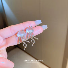 Floating Jellyfish Matte Crystal Earrings