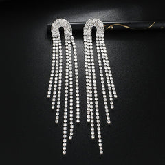2023 Fashion Crystal Earrings Tassel Temperament Water Drop Earrings for Women Elegant Bridal Wedding Engagement Jewelry Gift