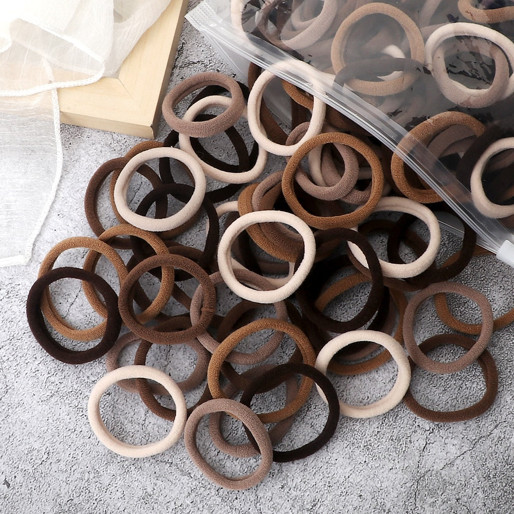 50PCS/Set Basic Hair Bands Simple Solid Colors Elastic Headband Hair Ties