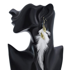 Feather Earrings For Women Bohemian Vintage Leaf Feather Long Tassel Dangling Earring Party Jewelry